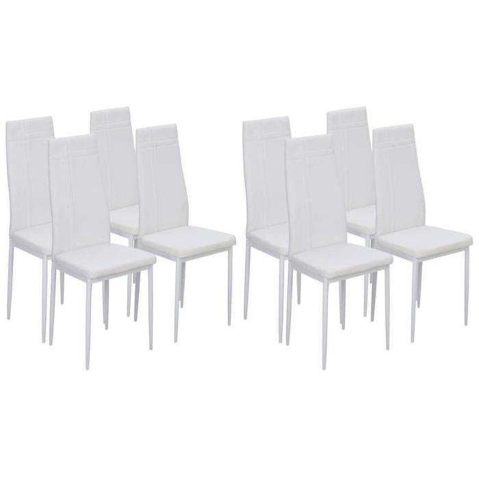 MAT Lot de 8 chaises de salle a manger en simili blanc