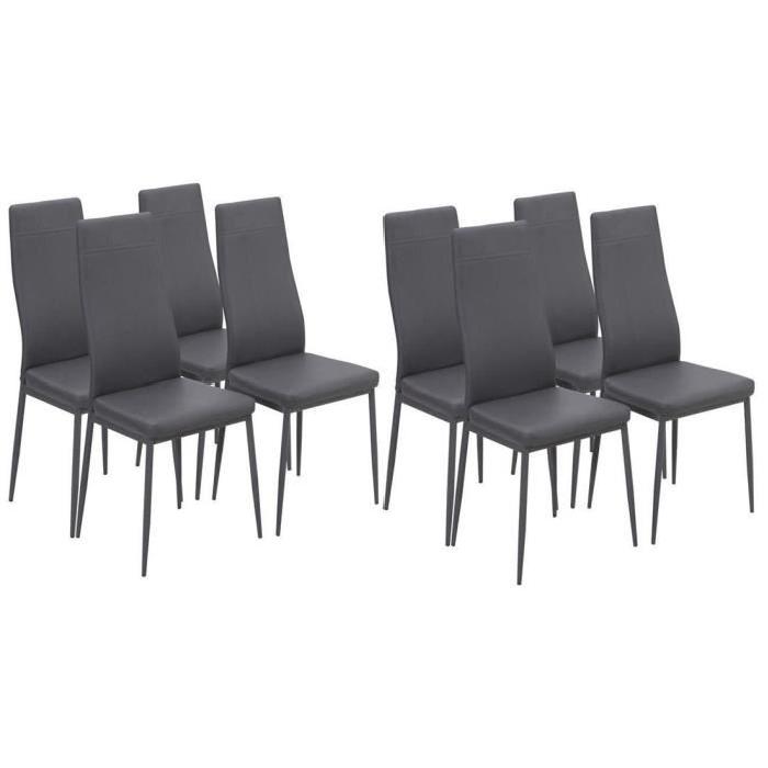 MAT Lot de 8 chaises de salle a manger en simili gris