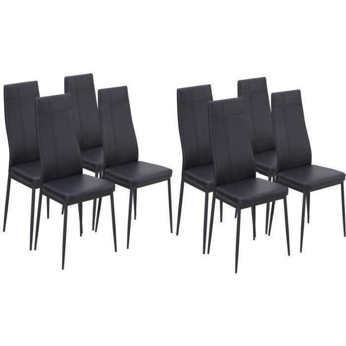 MAT Lot de 8 chaises de salle a manger en simili noir