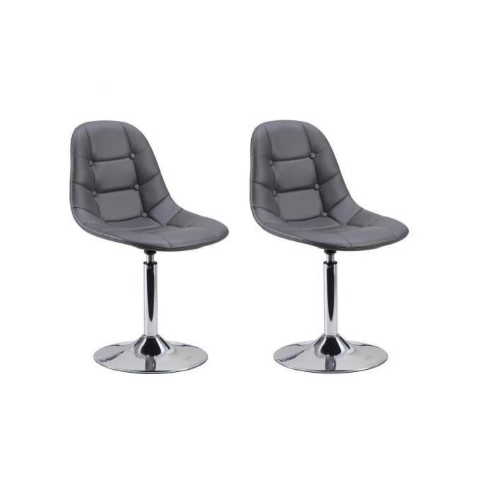 MAYA Lot de 2 chaises de salle a manger en simili gris