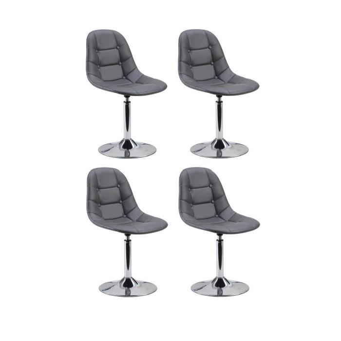 MAYA Lot de 4 chaises de salle a manger en simili gris