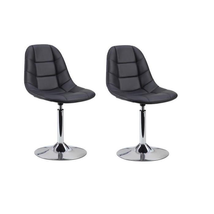 OCEANE Lot de 2 chaises de salle a manger en simili noir