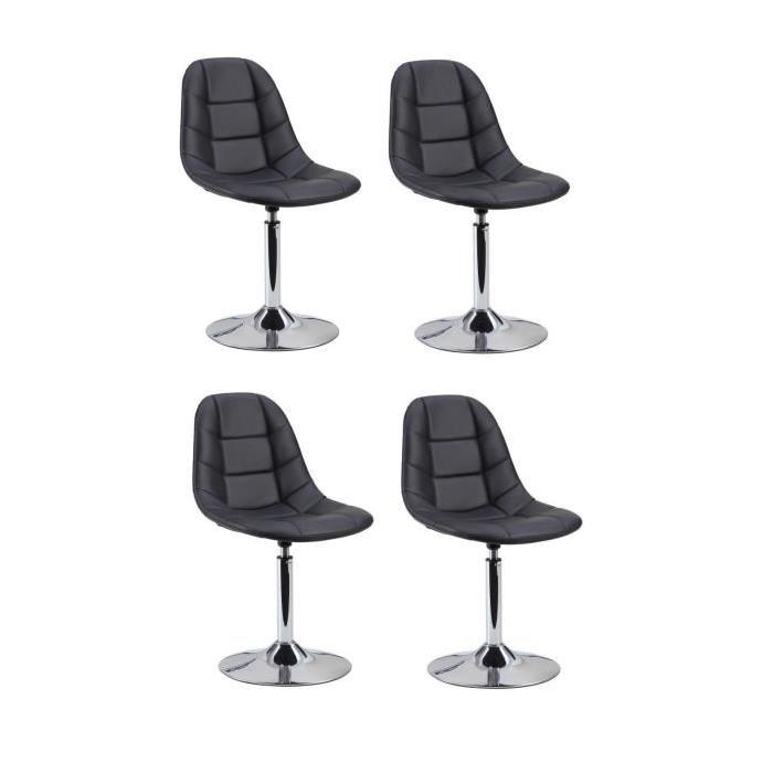 OCEANE Lot de 4 chaises de salle a manger en simili noir