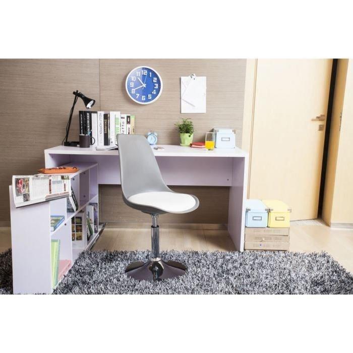 POPPY Lot de 2 chaises rotatives de salle a manger - Gris et blanc