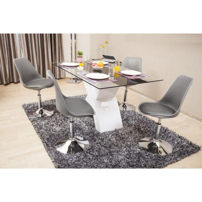 POPPY Lot de 2 chaises rotatives de salle a manger - Gris