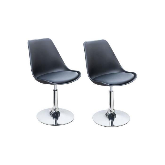 POPPY Lot de 2 chaises rotatives de salle a manger - Noir