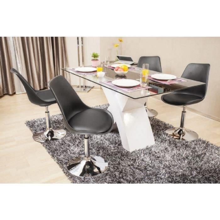 POPPY Lot de 2 chaises rotatives de salle a manger - Noir