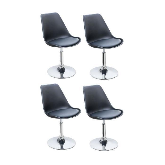 POPPY Lot de 4 chaises rotatives de salle a manger - Noir