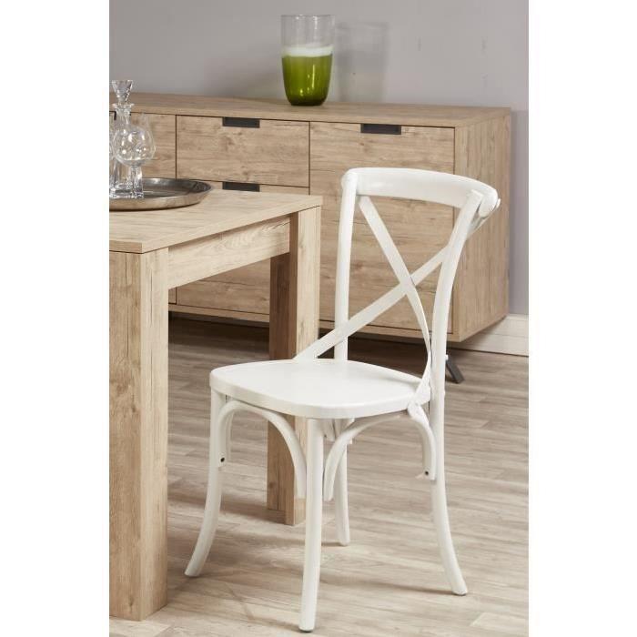 ROMANCE Lot de 2 chaises de salle a manger en bouleau massif - Blanc