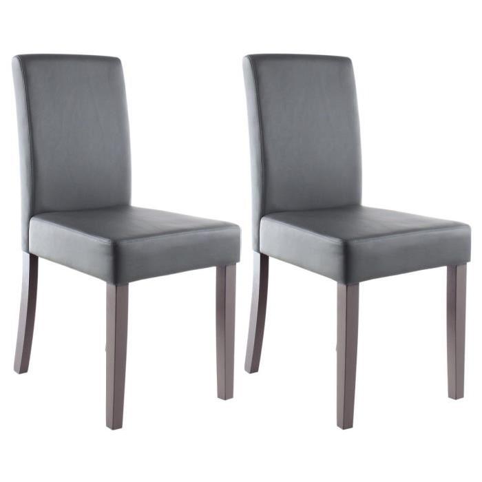 CLARA Lot de 2 Chaises de salle a manger en simili - Gris