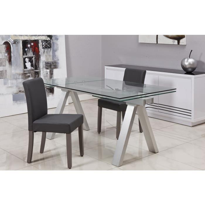 CLARA Lot de 2 Chaises de salle a manger en simili - Gris