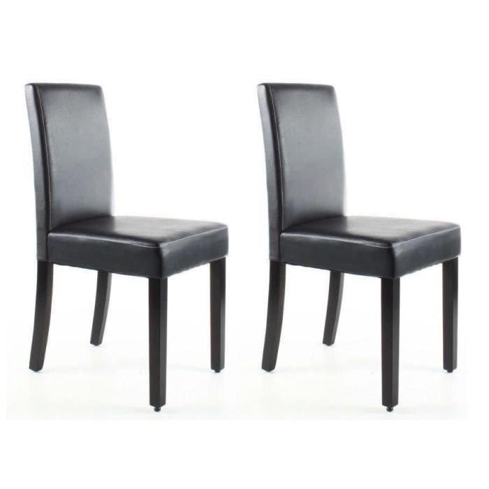 CLARA Lot de 2 Chaises de salle a manger en simili - Marron