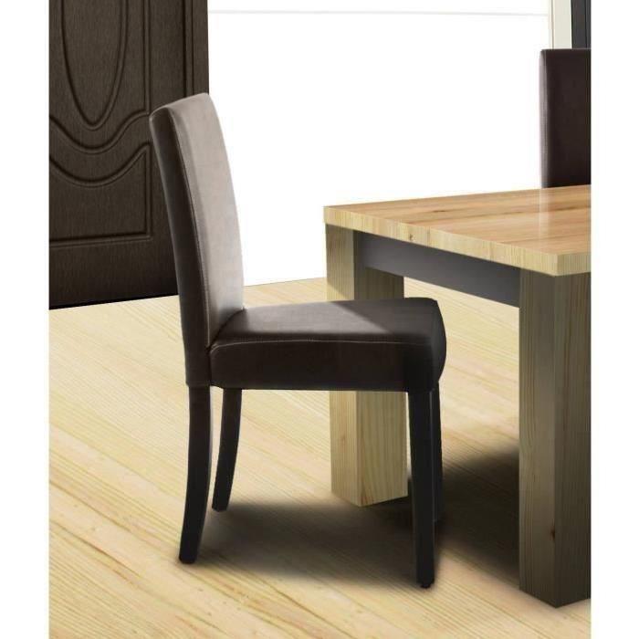 CLARA Lot de 2 Chaises de salle a manger en simili - Marron