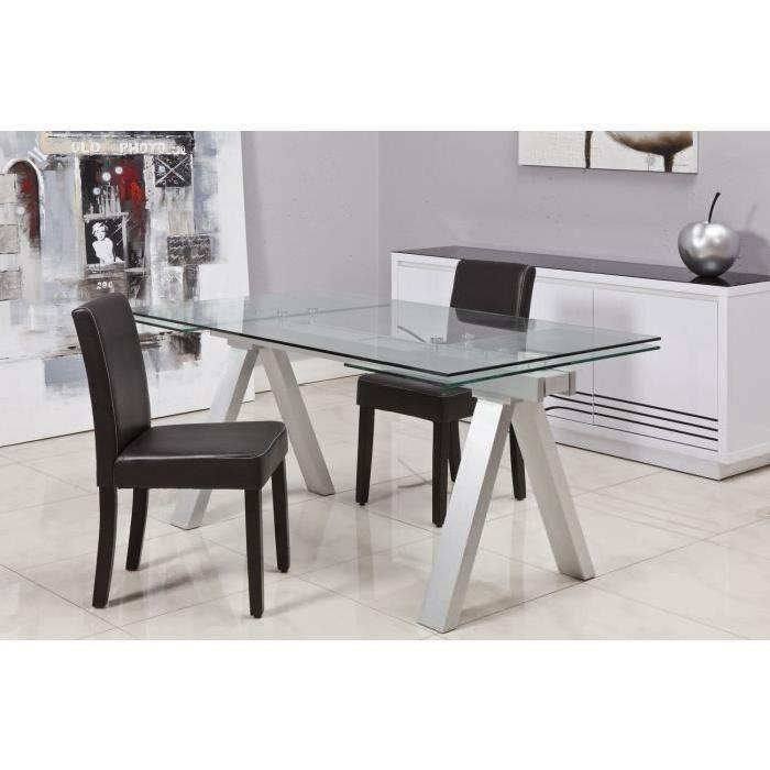 CLARA Lot de 2 Chaises de salle a manger en simili - Marron