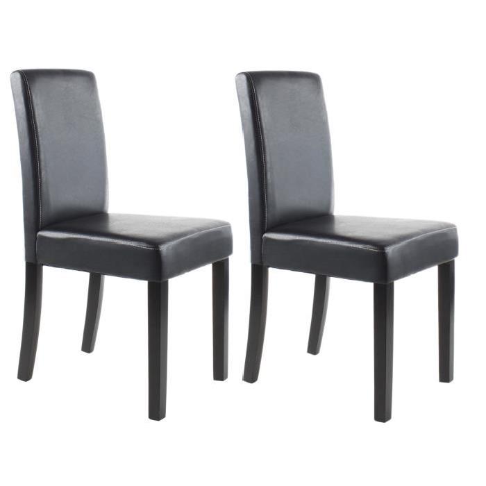 CLARA Lot de 2 Chaises de salle a manger en simili - Noir