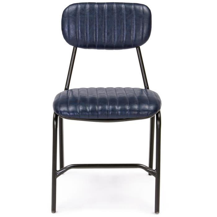 DEBBIE Lot de 2 chaises de salle a manger bleues vintage - L 44 cm x P 55 cm