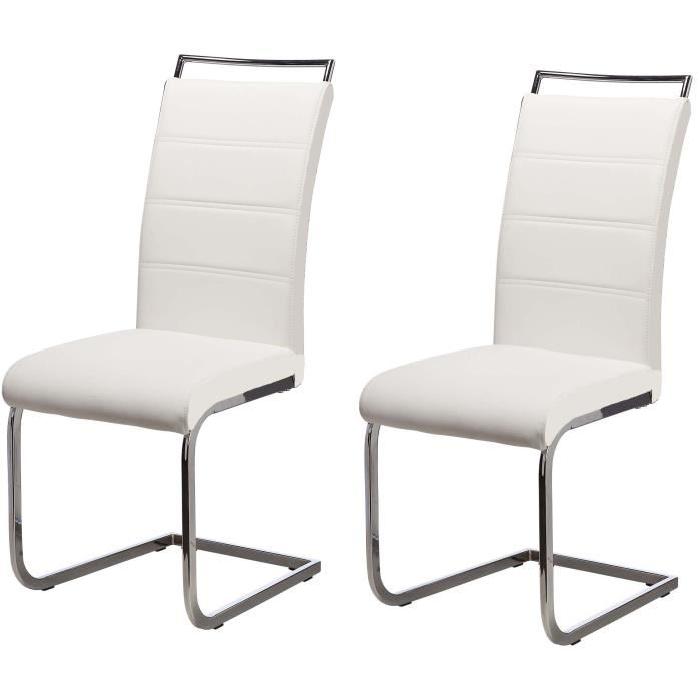 DYLAN Lot de 2 chaises de salle a manger en simili - Blanc et noir