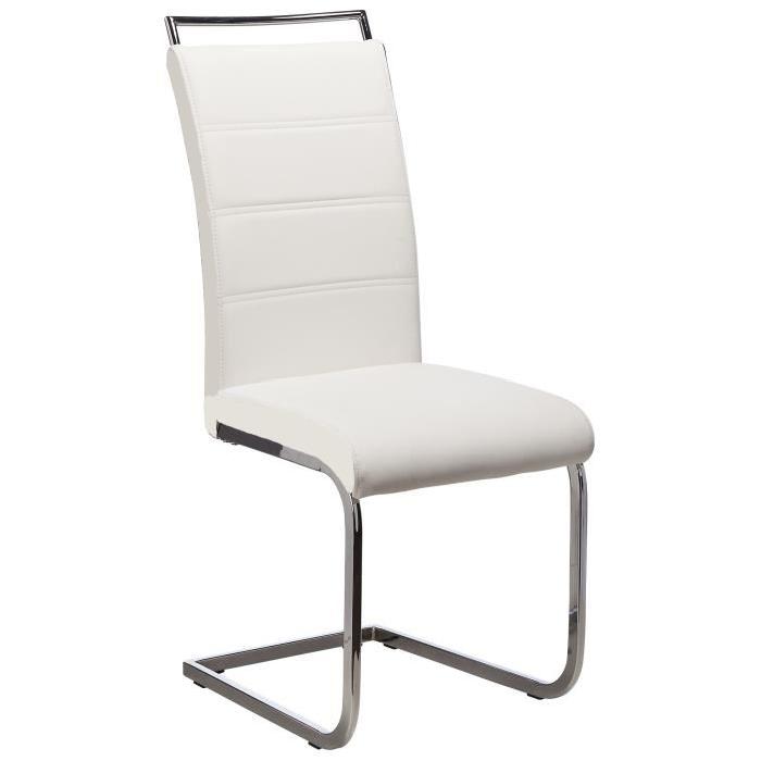 DYLAN Lot de 2 chaises de salle a manger en simili - Blanc et noir