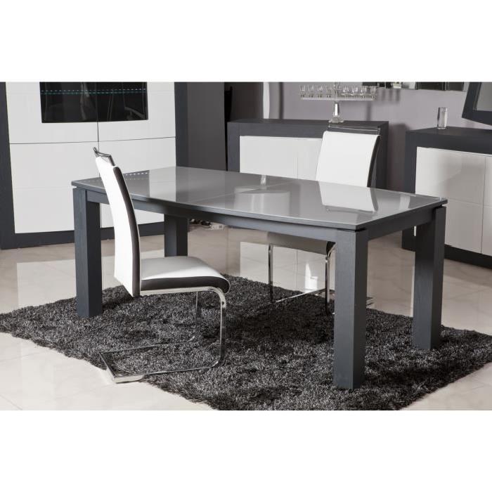 DYLAN Lot de 2 chaises de salle a manger en simili - Blanc et noir