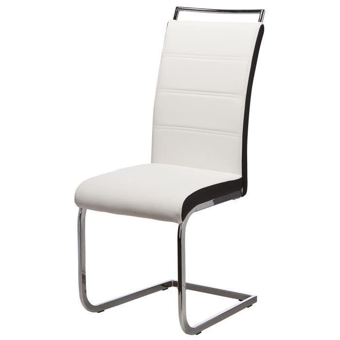 DYLAN Lot de 2 chaises de salle a manger en simili - Blanc et noir