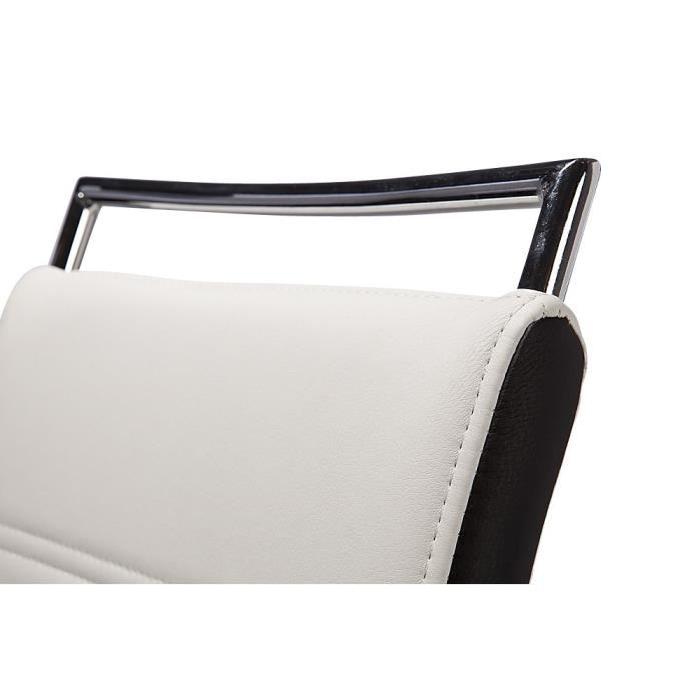 DYLAN Lot de 2 chaises de salle a manger en simili - Blanc et noir