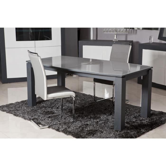 DYLAN Lot de 2 chaises de salle a manger en simili - Gris et blanc