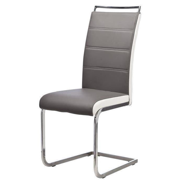 DYLAN Lot de 2 chaises de salle a manger en simili - Gris et blanc