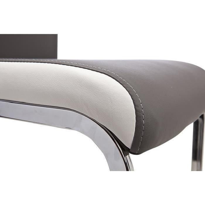 DYLAN Lot de 2 chaises de salle a manger en simili - Gris et blanc