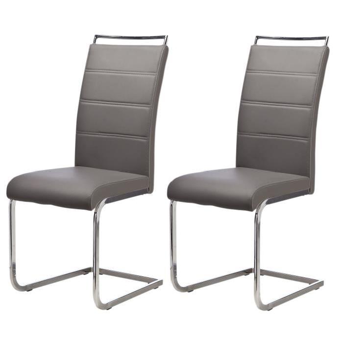 DYLAN Lot de 2 chaises de salle a manger en simili - Gris