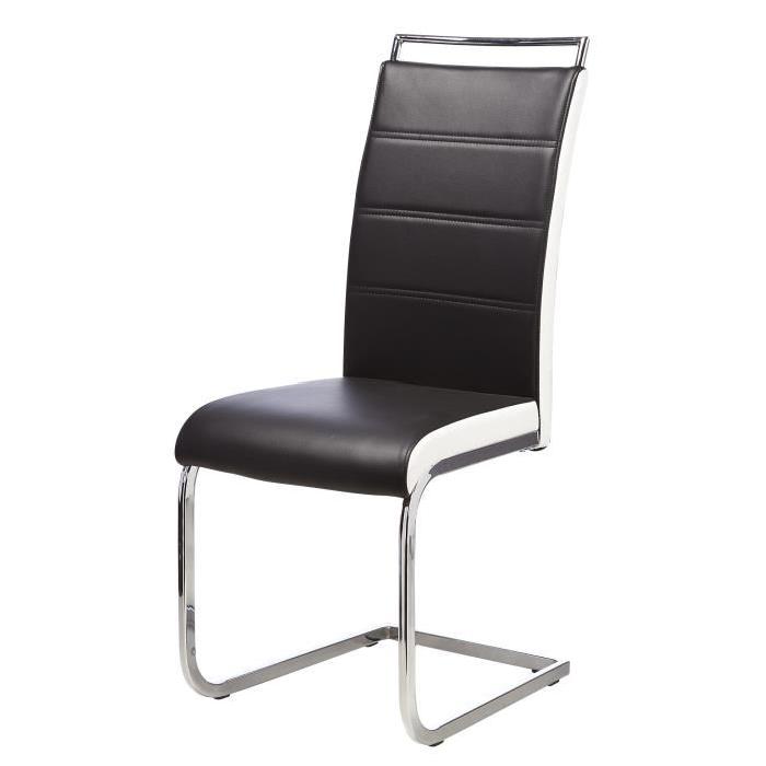 DYLAN Lot de 2 chaises de salle a manger en simili - Noir et blanc