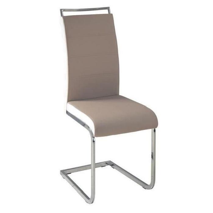 DYLAN Lot de 4 chaises salon taupe/blanc