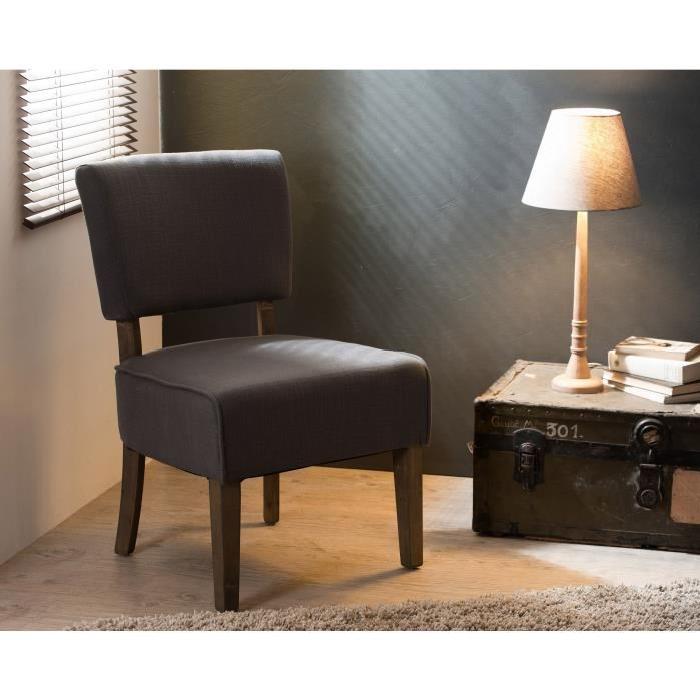 Fauteuil bas Salon Tissu Gris 54x58x85 BRITISH