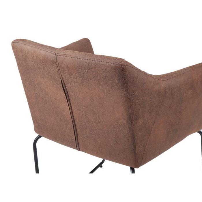 URBAN Lot de 2 chaises de salle a manger en métal - Simili marron - Style vintage - L 64 x P 79 cm