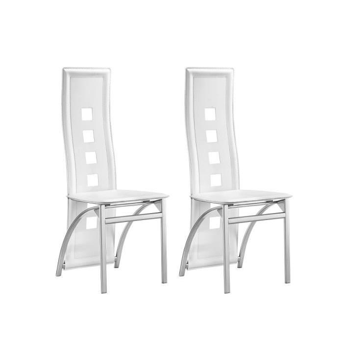 EIFFEL Lot de 2 chaises de salle a manger - Blanc et gris