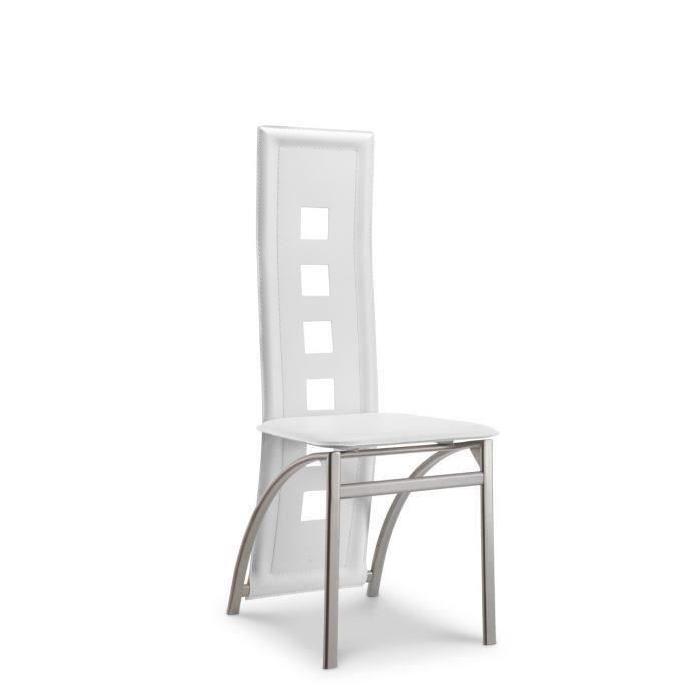 EIFFEL lot de 4 chaises de salle a manger blanches simili et aluminium - Design