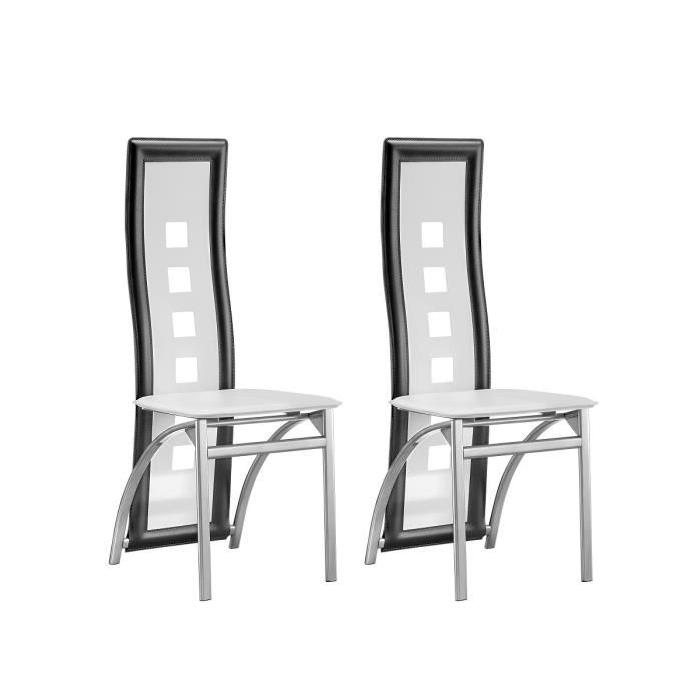 EIFFEL Lot de 2 chaises de salle a manger - Blanc et gris