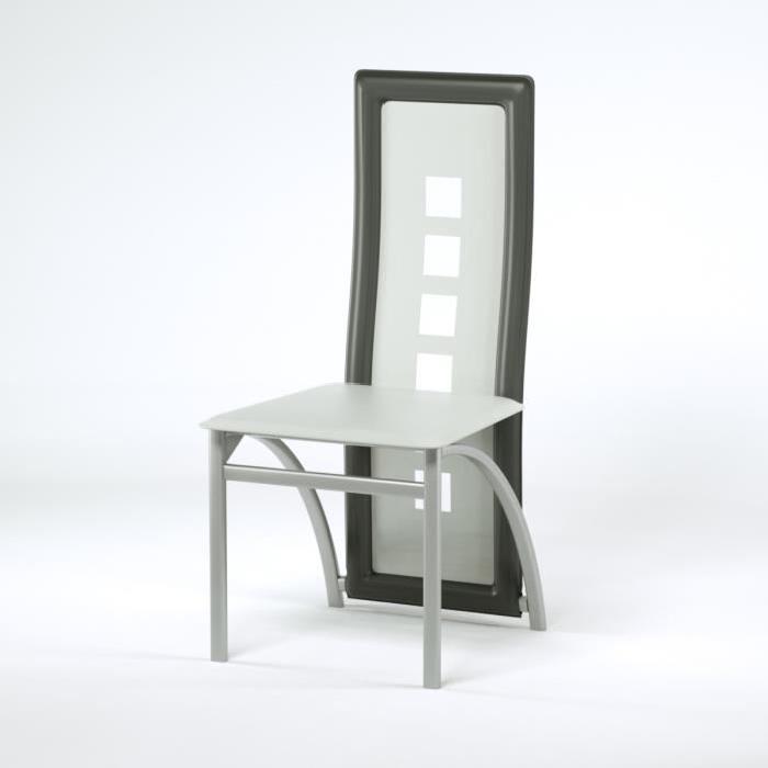 EIFFEL Lot de 2 chaises de salle a manger - Blanc et gris