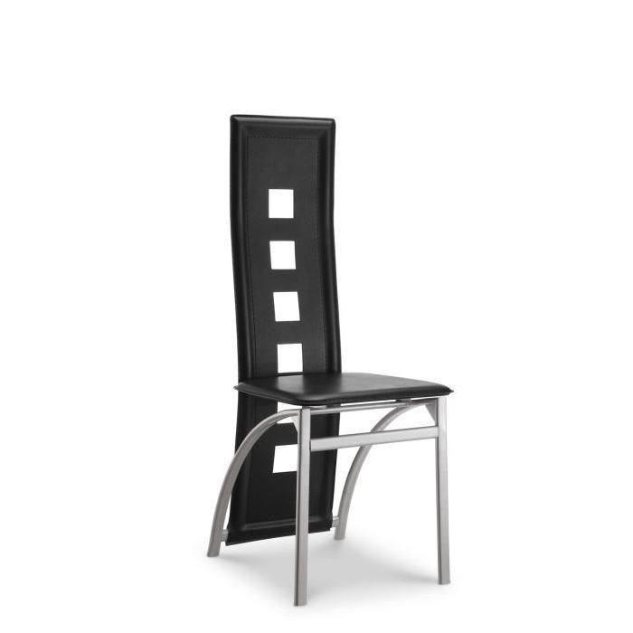 EIFFEL lot de 4 chaises de salle a manger noires  simili et aluminium - Design