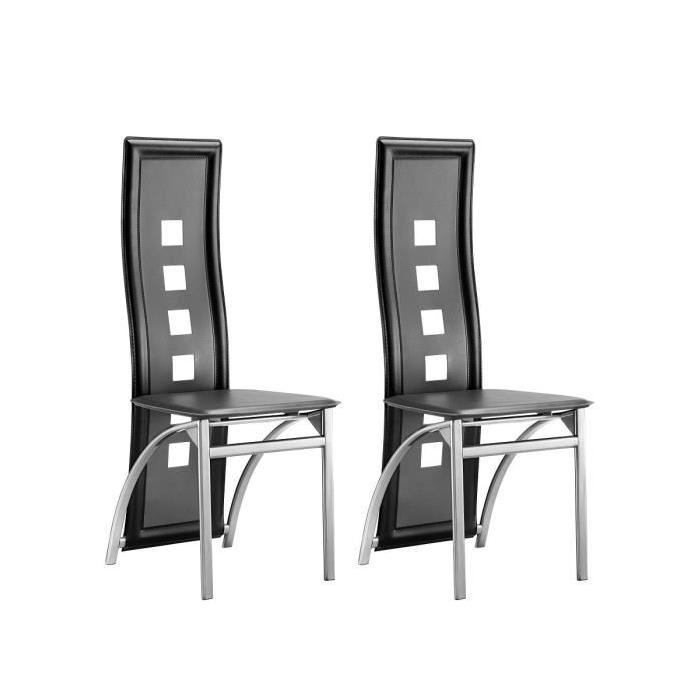 EIFFEL Lot de 2 chaises de salle a manger - Noir et gris