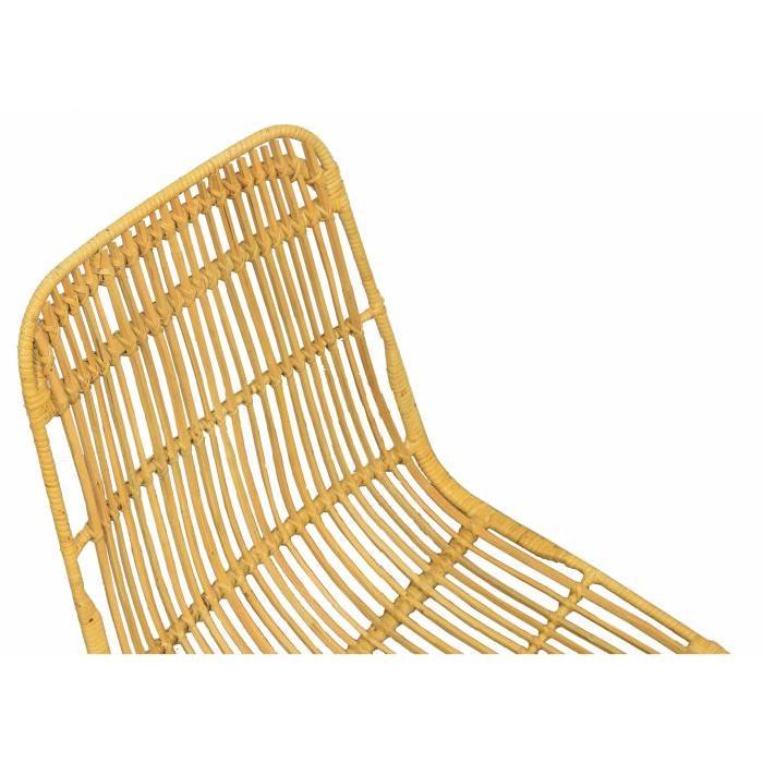 ELIA Lot de 2 chaises de salle a manger en métal noir - Rotin naturel - Industriel - L 44 x P 40 cm