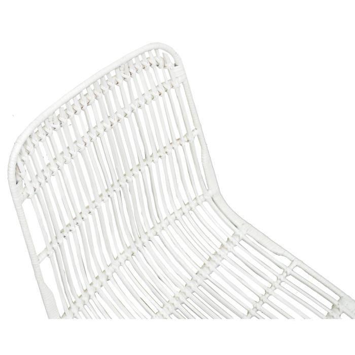 ELIA Lot de 2 chaises de salle a manger en métal noir - Rotin blanc - Industriel - L 44 x P 40 cm