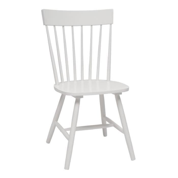 ETON Lot de 2 chaises de salle a manger - Bois massif blanc laqué