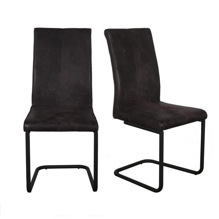 FINLANDEK Lot de 2 chaises de salle a manger PELLINKI noir gratté