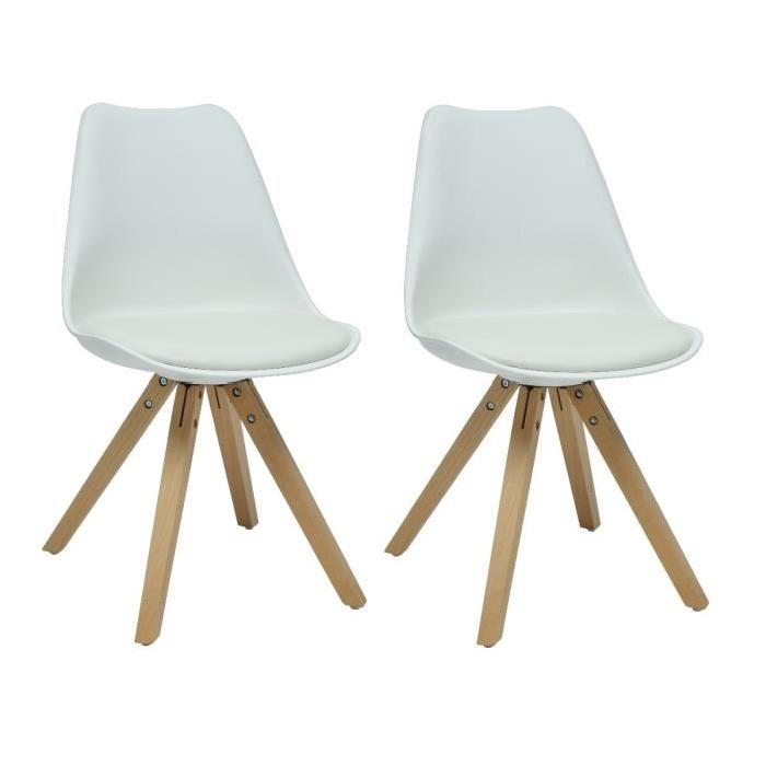 HANNOVER Lot de 2 chaises de salle a manger style scandinave - Blanc