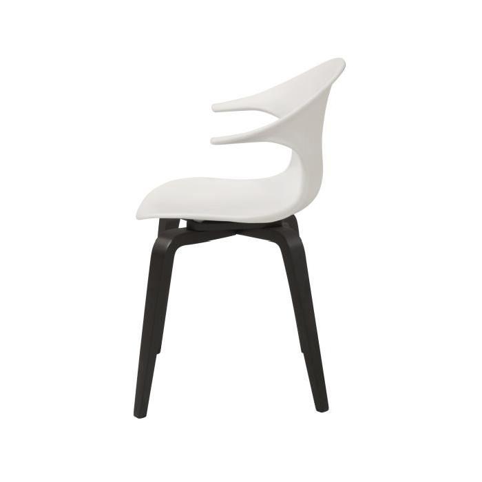 ICON Lot de 4 chaises de salle a manger blanches, pieds noirs