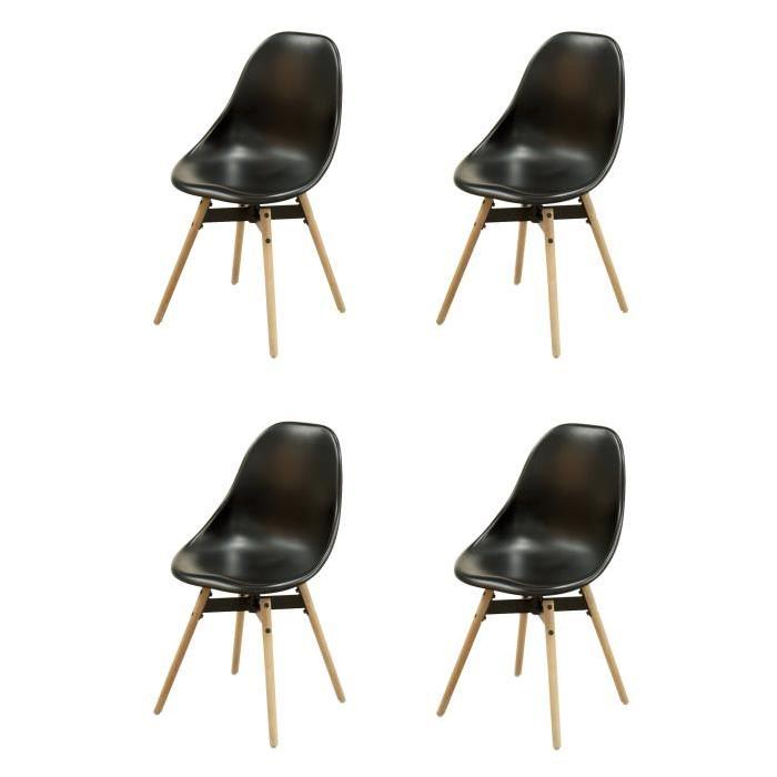 MATRIX Lot de 4 chaises de salle a manger noires