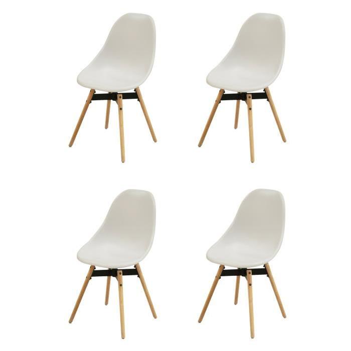 MATRIX Lot de 4 chaises de salle a manger blanches