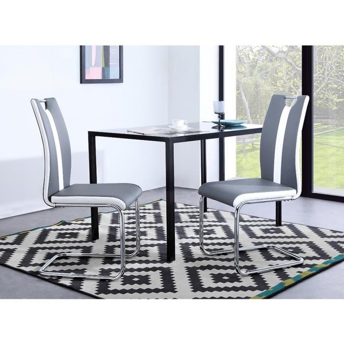 JADE Lot de 2 chaises de salle a manger en simi...