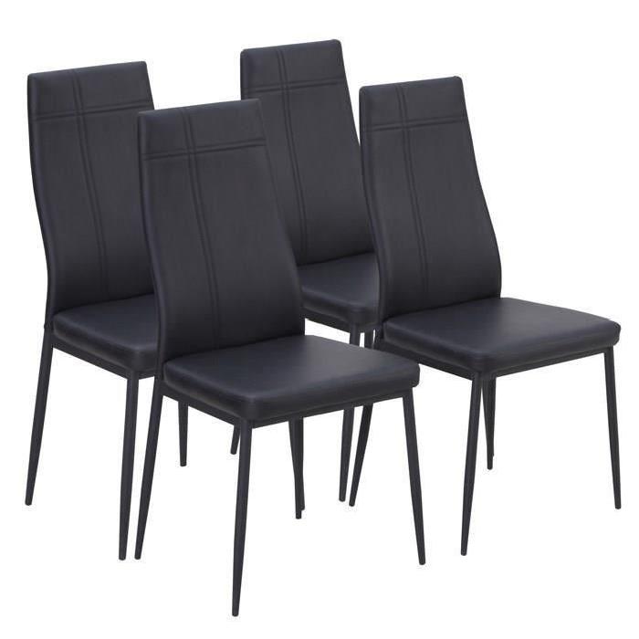 MAT Lot de 4 chaises de salle a manger noires