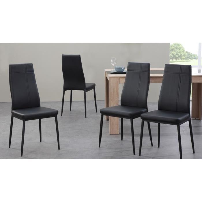 MAT Lot de 4 chaises de salle a manger noires